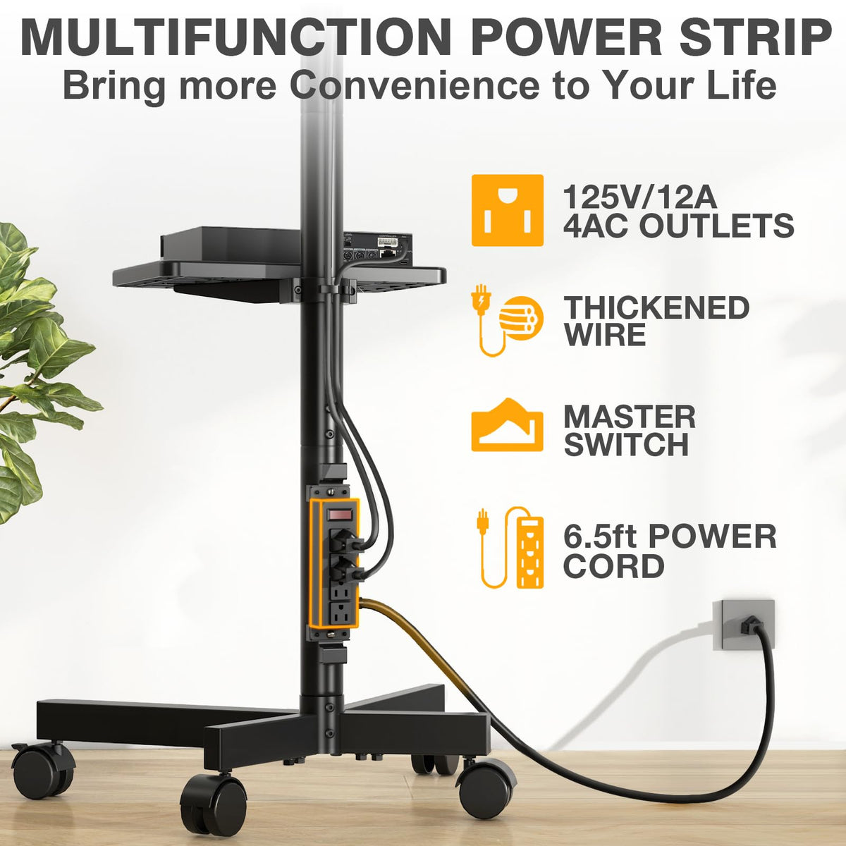 Mobile TV Stand with Power Outlet for 23-65 Inch TVs U5755