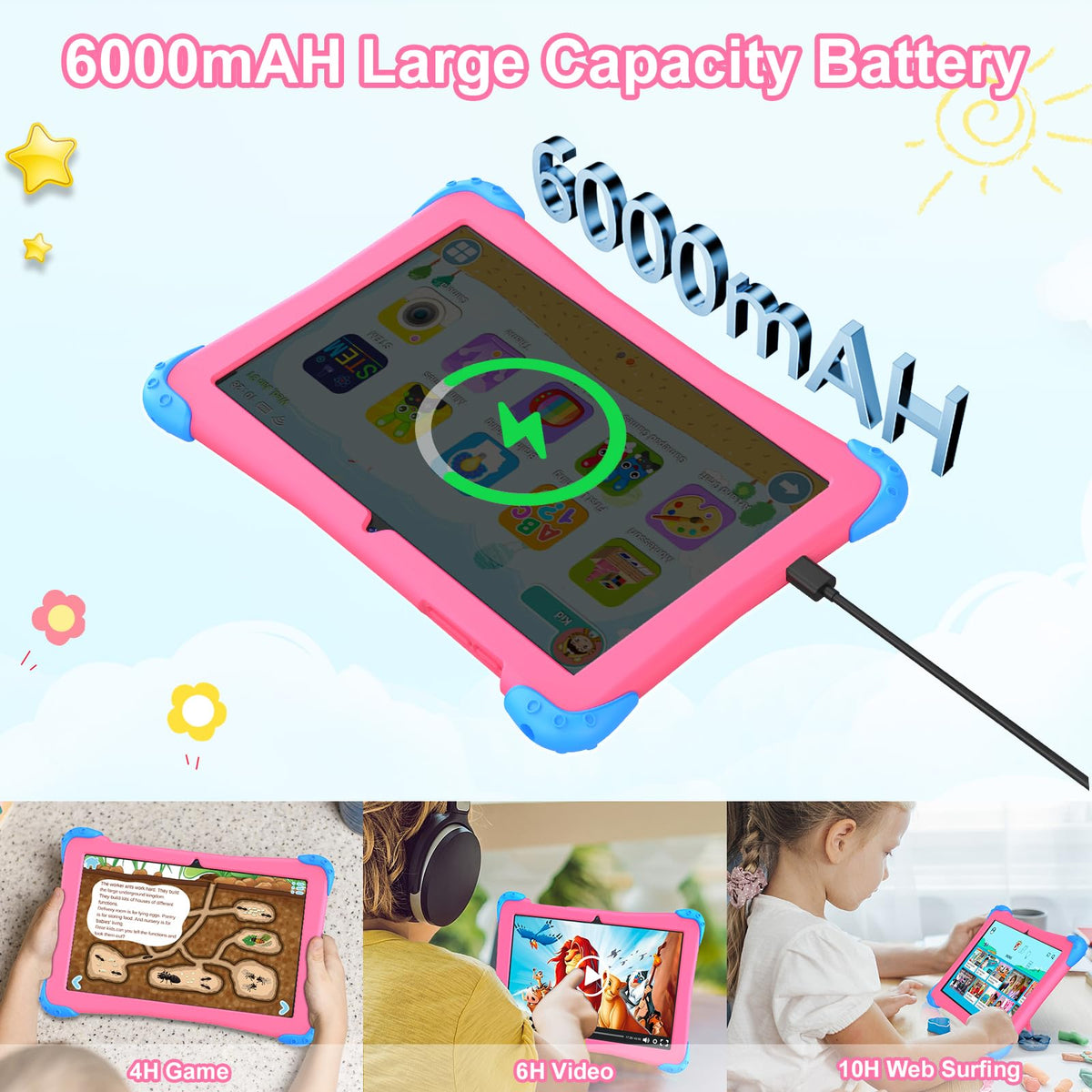 10 inch Android 14 Kids Tablet with Case V957