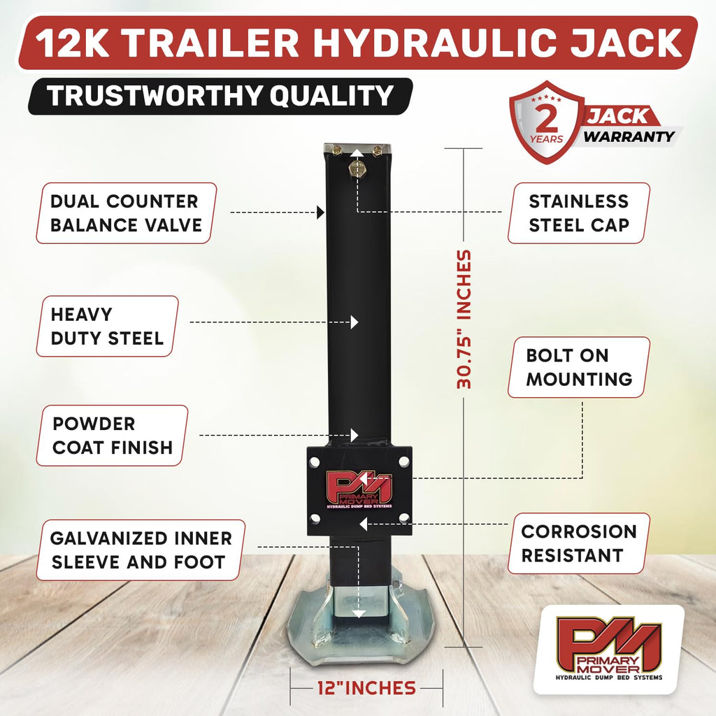 Hydraulic Trailer Jack 12,000 lb Double Acting Bolt On O384246