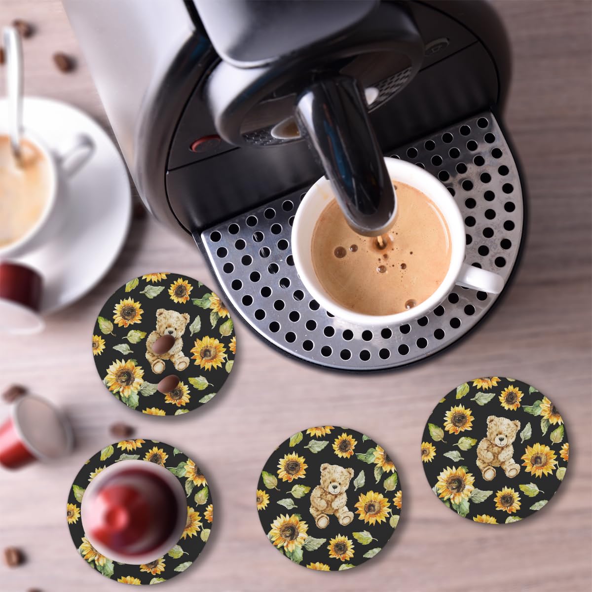 Round Absorbent Ceramic Coasters Set of 4 S504
