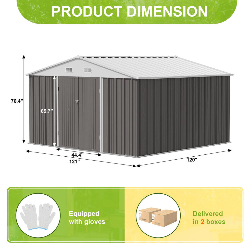 10x10 FT Grey Outdoor Storage Shed P6457
