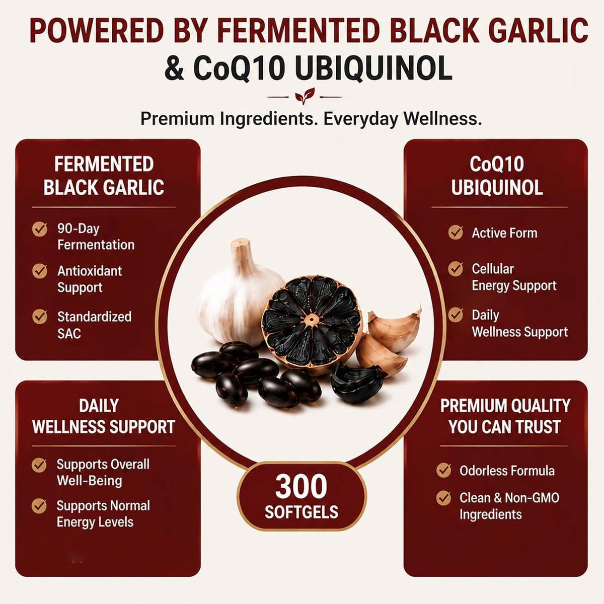 Black Garlic Coq10 Ubiquinol Softgels Q69051