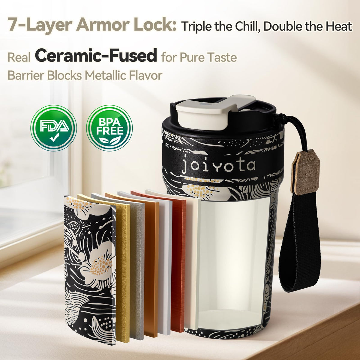 20oz Insulated Stainless Steel Ceramic Lined Coffee Tumbler with Lid and Straw G459