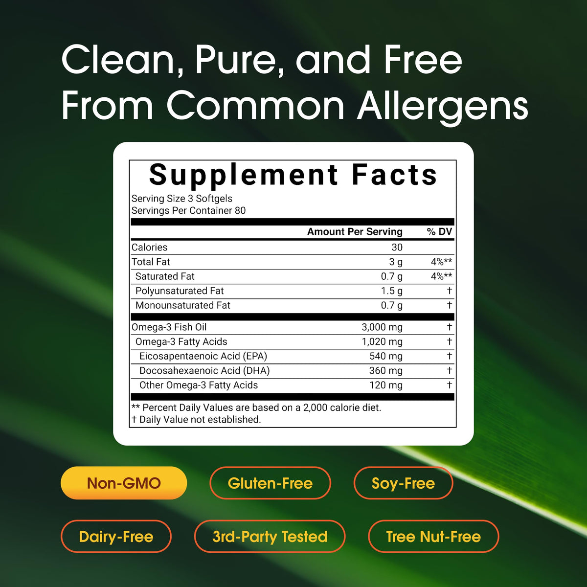 Omega-3 Fish Oil 3,000mg 240 Softgels D23469