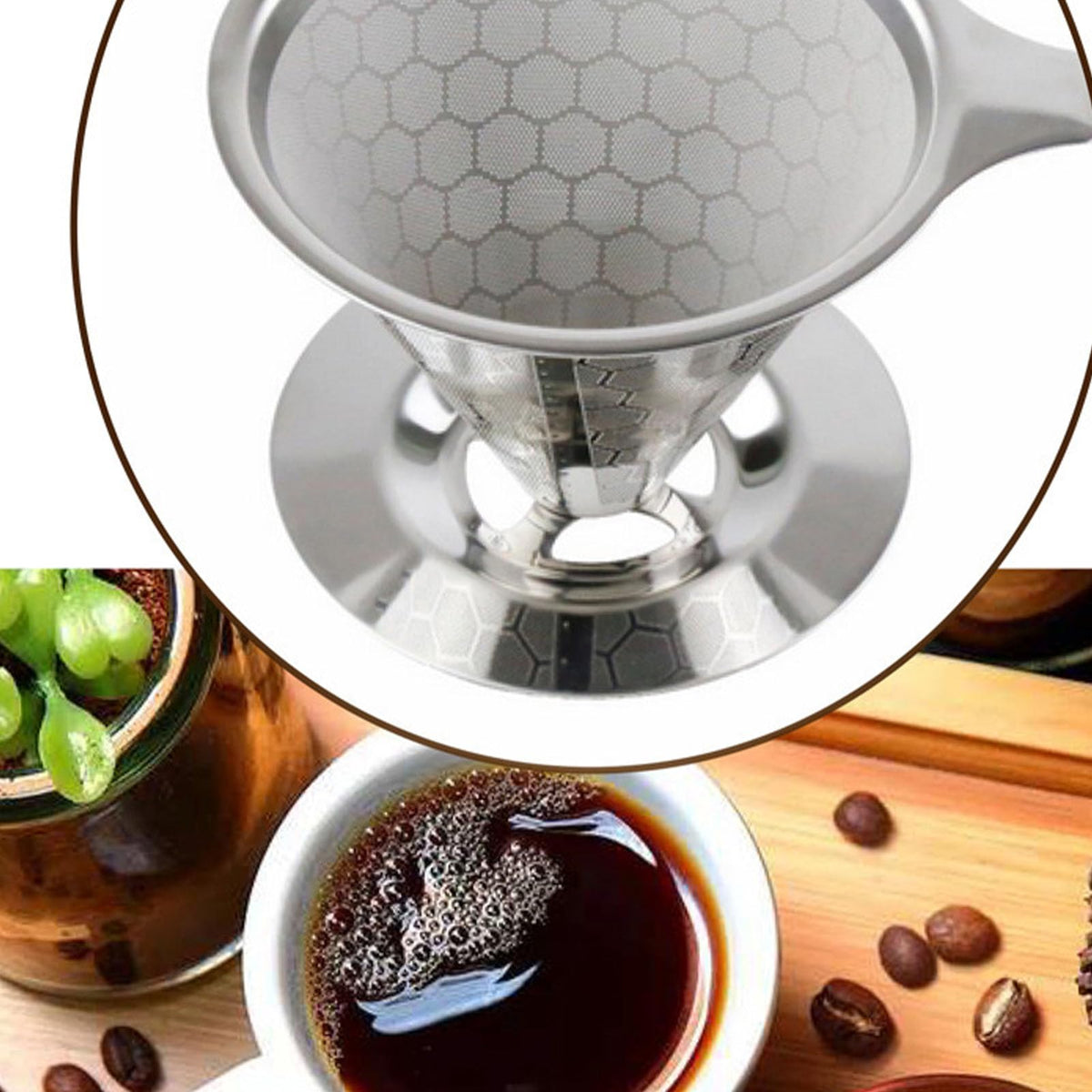 Reusable Stainless Steel Cone Coffee Filter O322