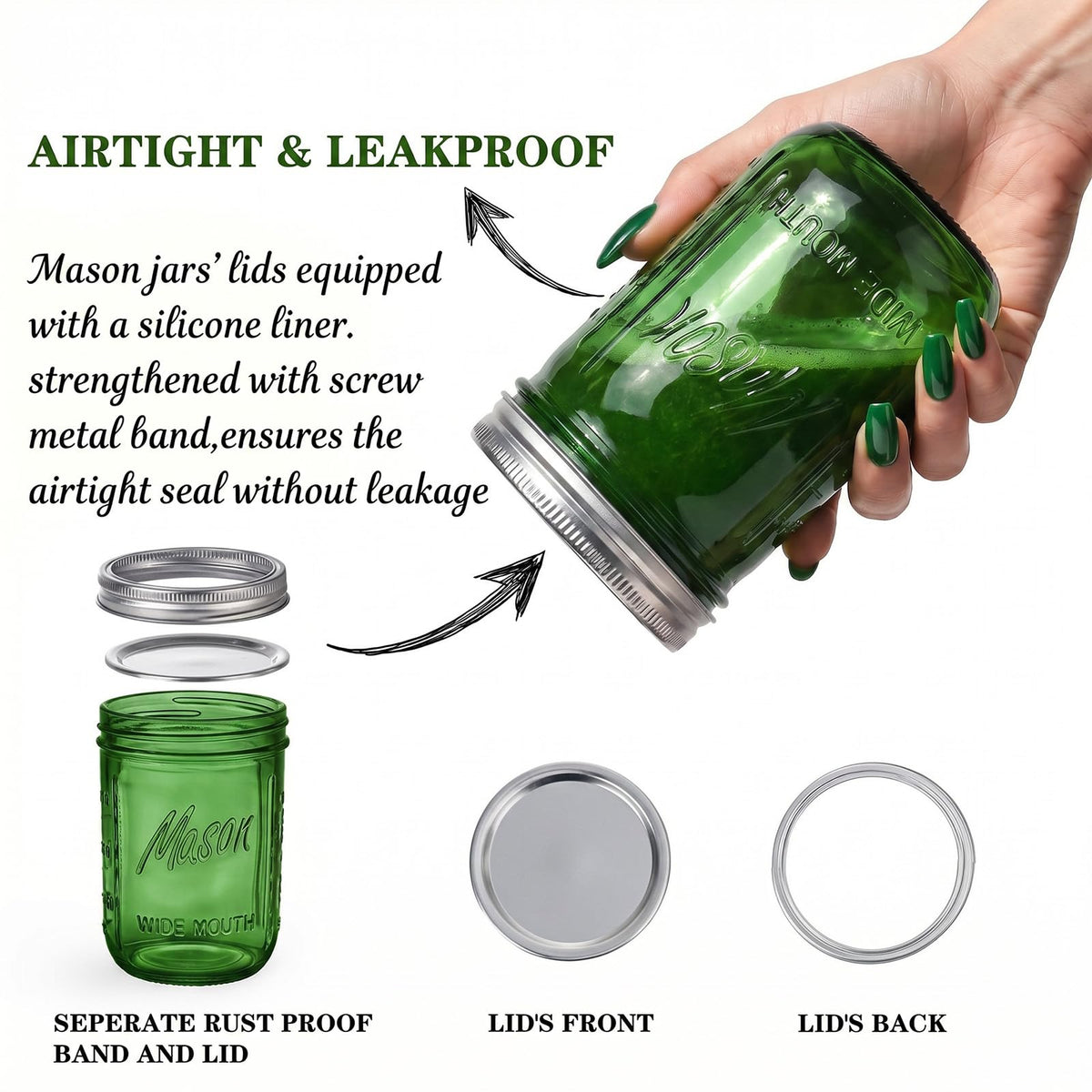 12 Pack 16 oz Wide Mouth Mason Jars with Lids Y642719