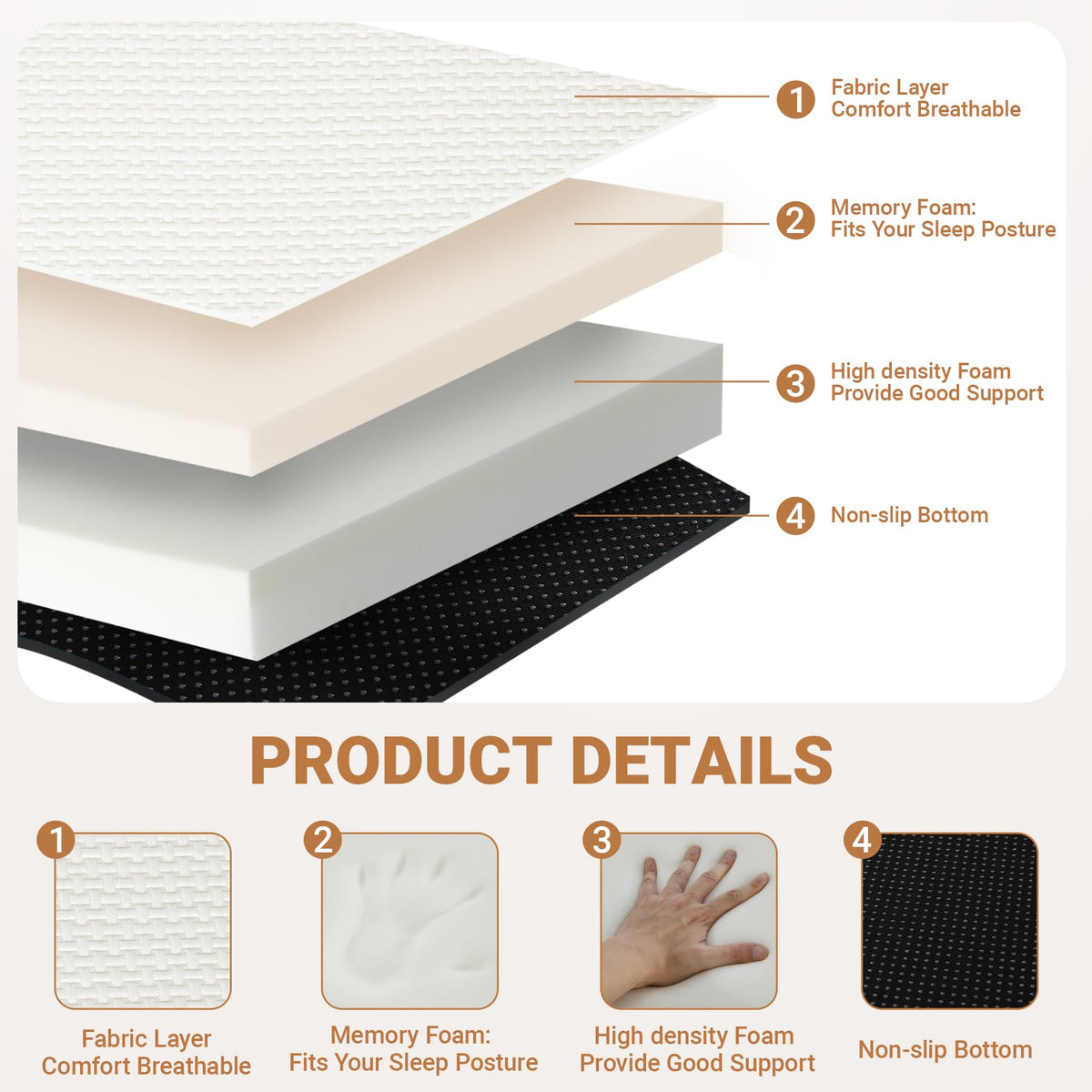 Foldable Twin Memory Foam Mattress L1597