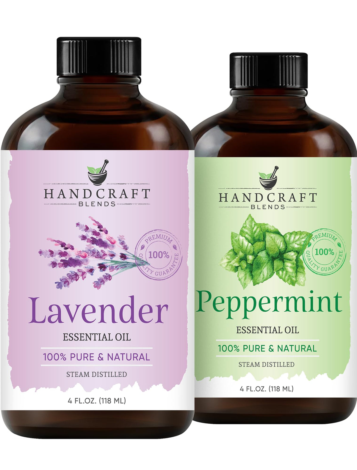 Peppermint and Lavender Essential Oils Set 2 x 4 Fl Oz N707