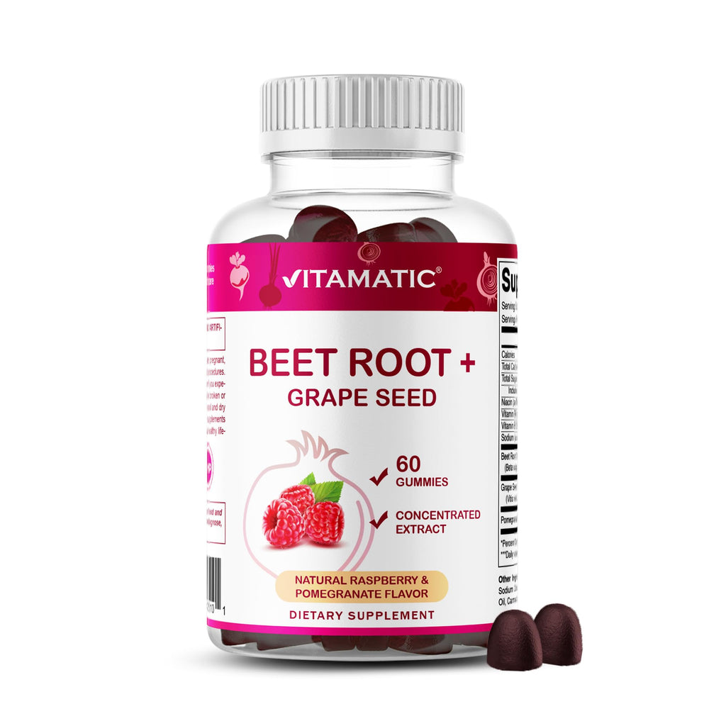 Beet Root Gummies with B6, B12, Grape Seed, Pomegranate & Nicotinamide 60 Count N4331