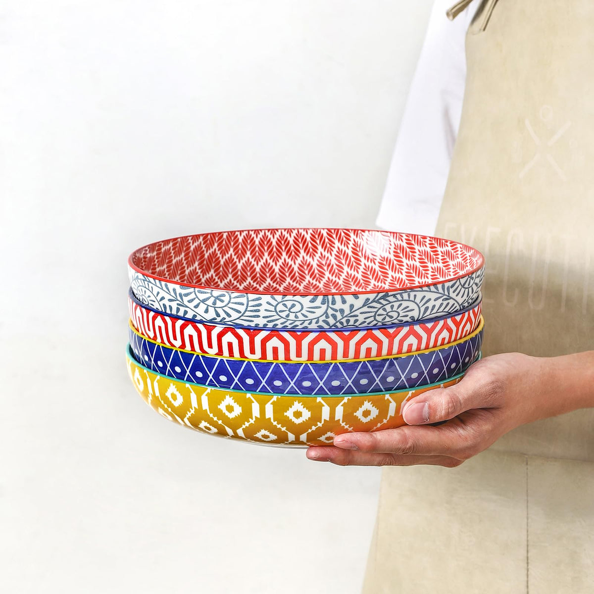 Ceramic Pasta Bowls Set of 4, 34 OZ R9204