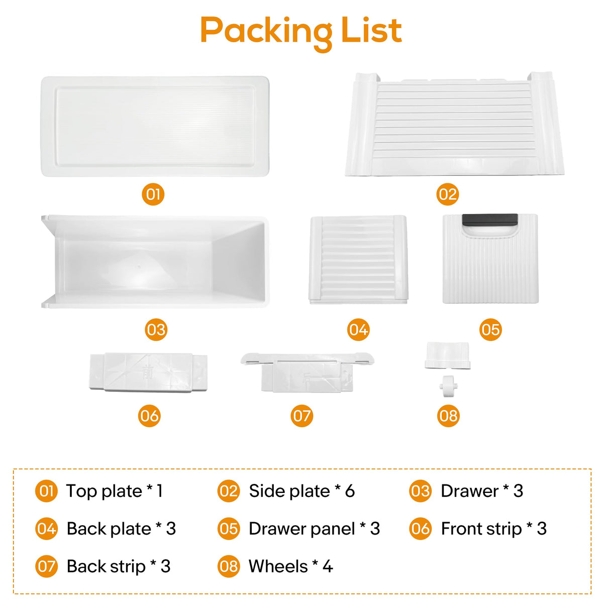 White 3 Drawer Slim Bathroom Cabinet M813706