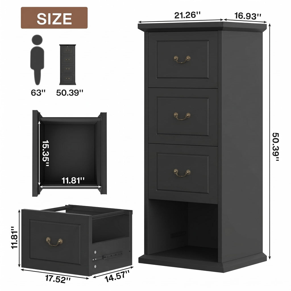 Wooden Vertical 4-Drawer File Cabinet X20896