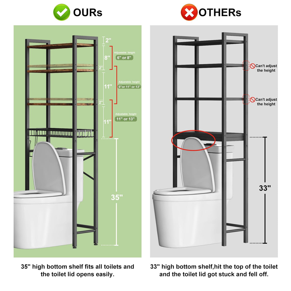 4-Tier Over-The-Toilet Storage Rack with Basket S312470
