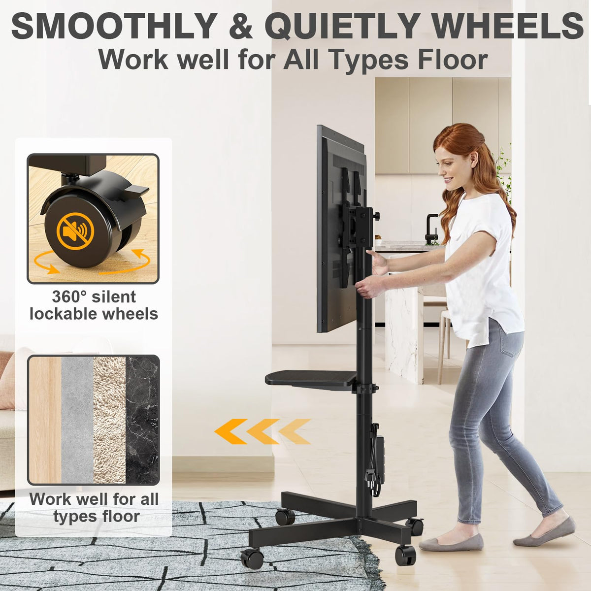 Mobile TV Stand with Power Outlet for 23-65 Inch TVs U5755