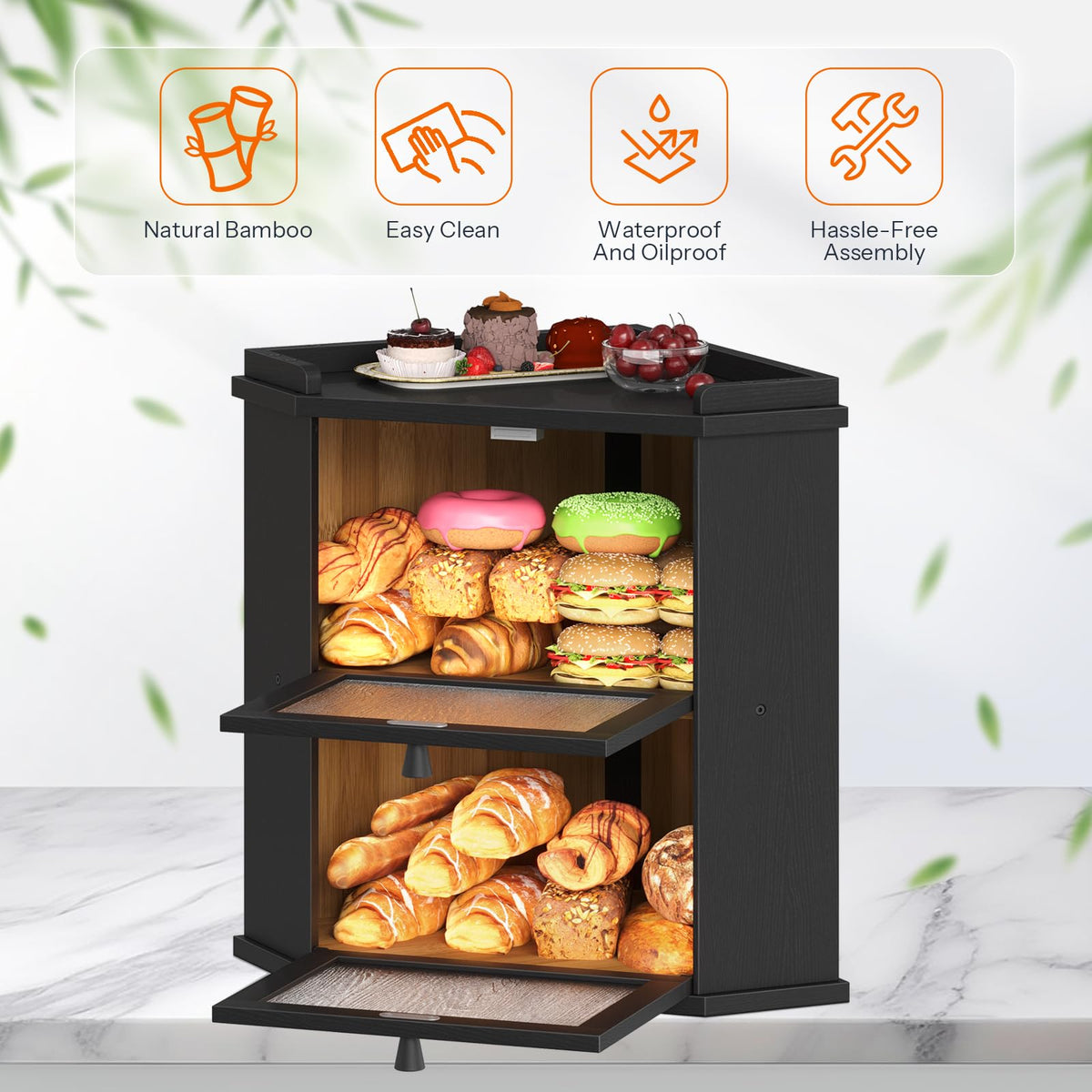 2-Tier Bamboo Bread Box R718773