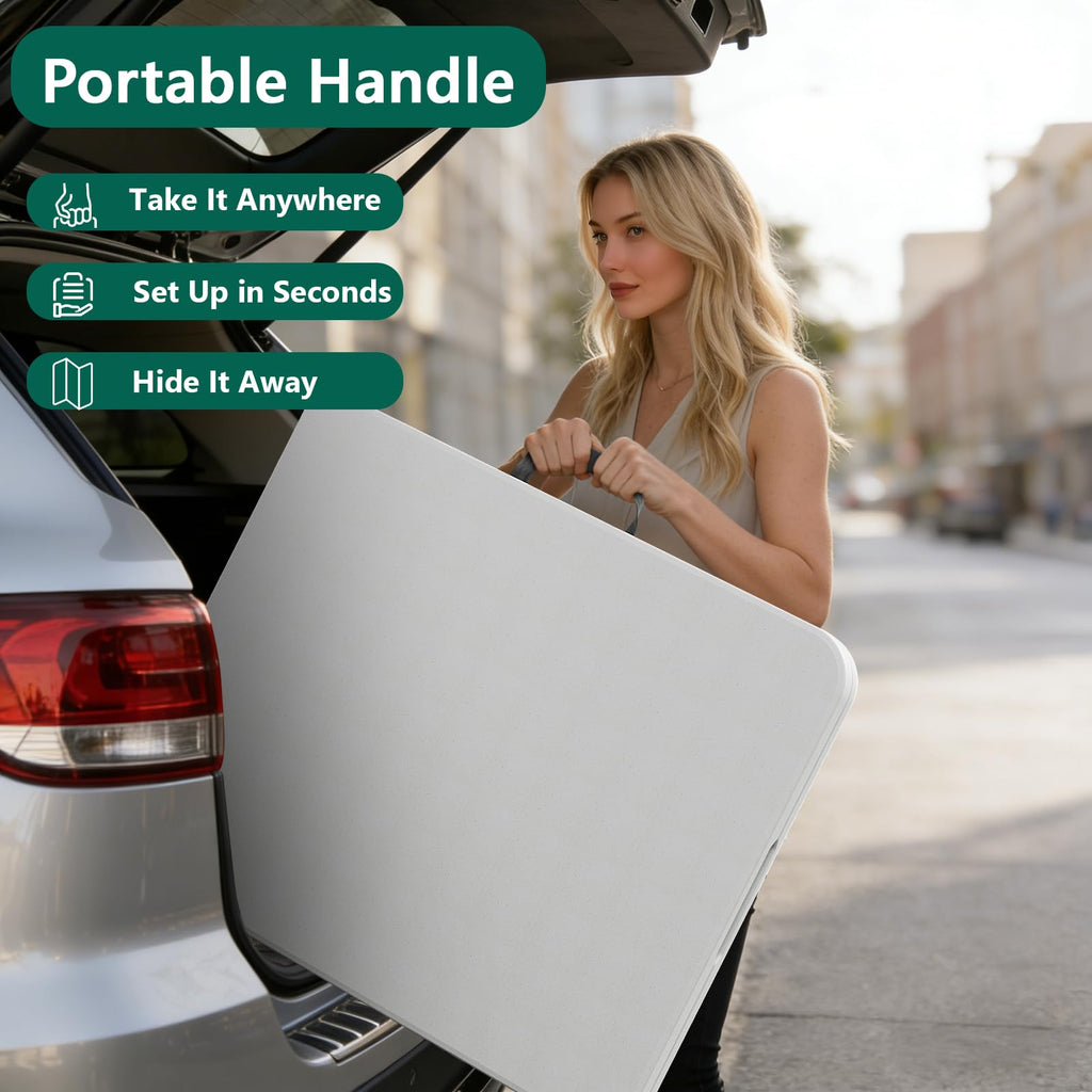 6FT Heavy Duty Plastic Folding Table with Steel Legs White F7949