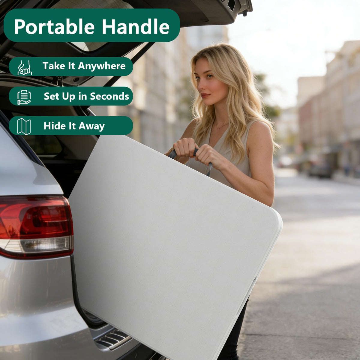 6FT Heavy Duty Plastic Folding Table with Steel Legs White F7949