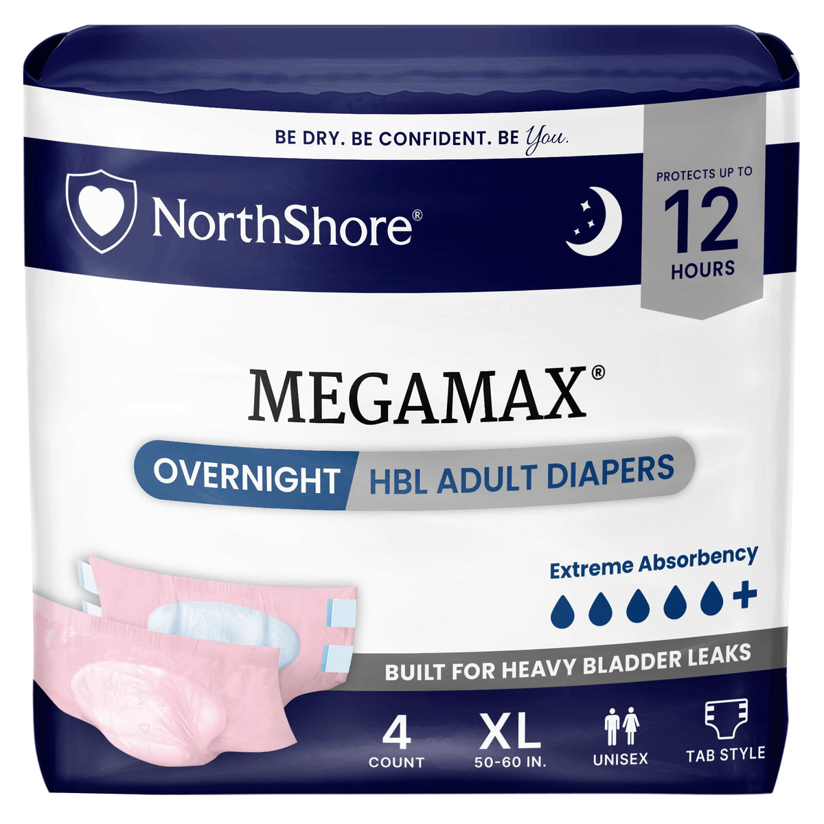 Pink X-Large Adult Diapers with Tabs, 4 Count Z183531