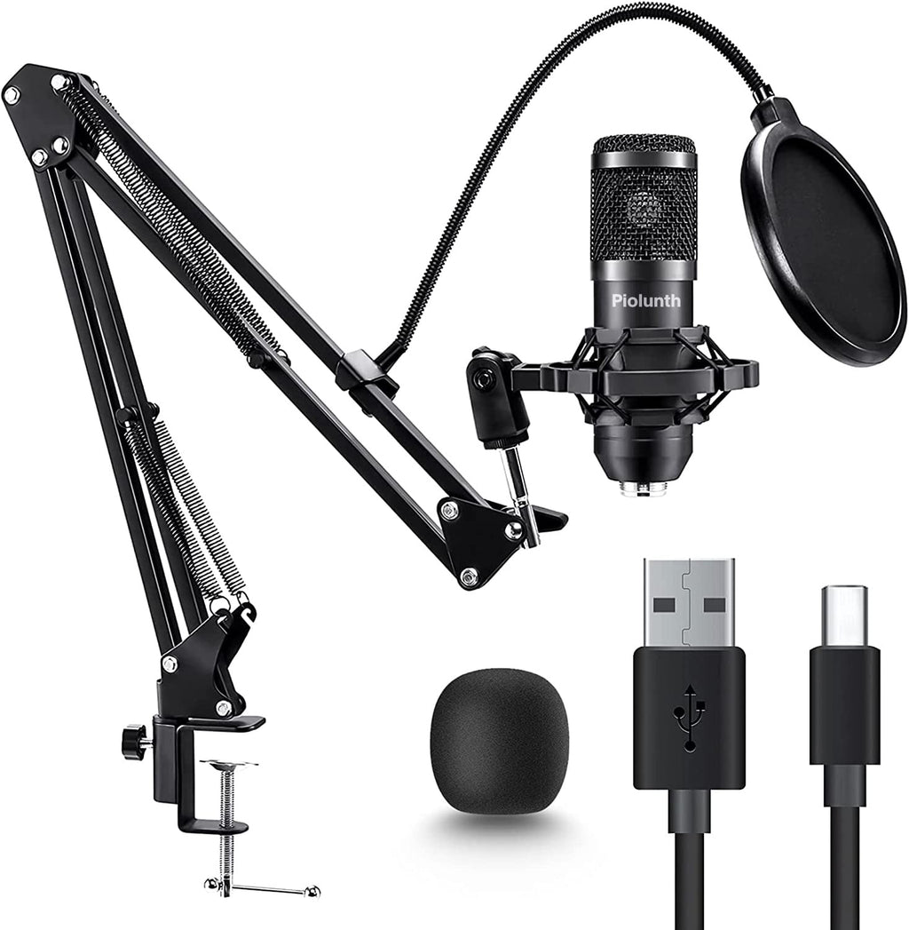USB Microphone 192kHz/24bit Cardioid Condenser Studio Mic Kit with Boom Arm D67329