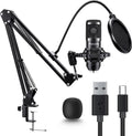 USB Microphone 192kHz/24bit Cardioid Condenser Studio Mic Kit with Boom Arm D67329