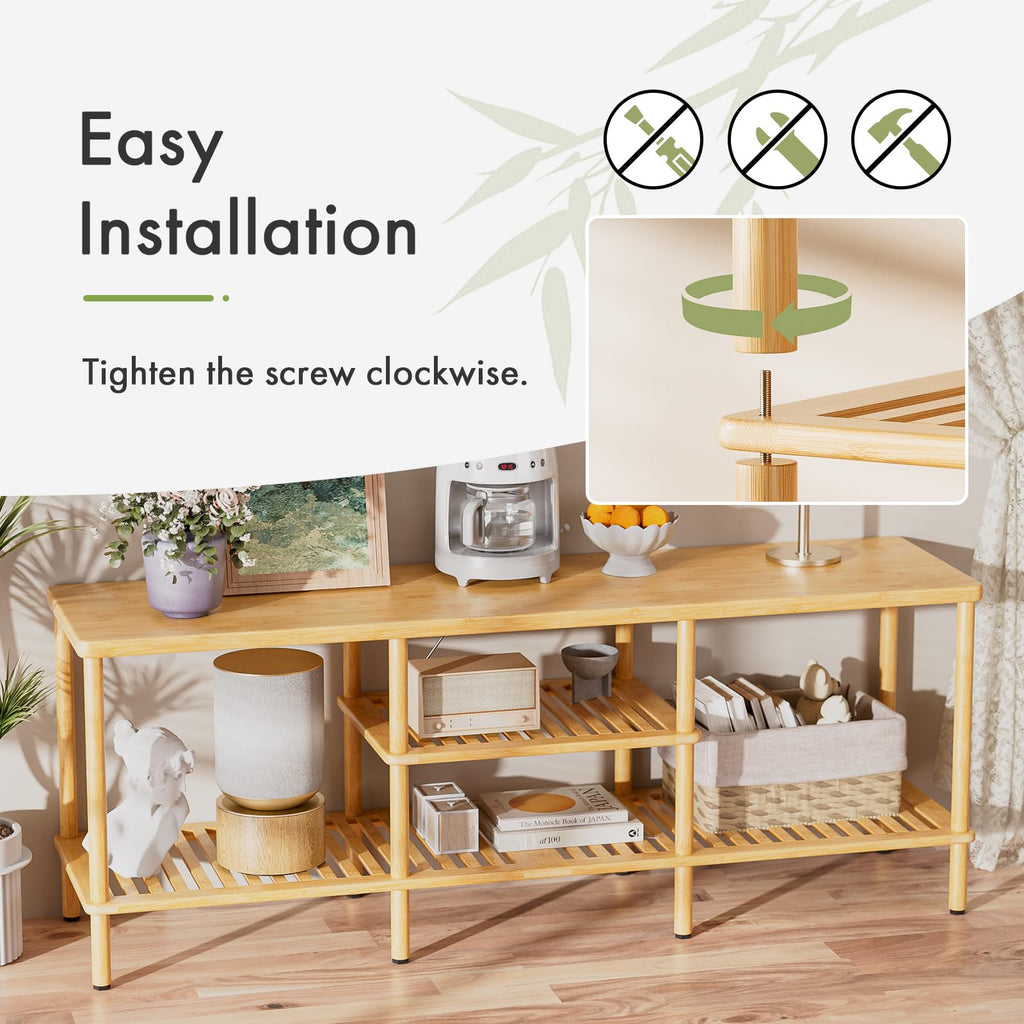 Bamboo 3 Tier TV Stand for 60 65 Inch TV J3367