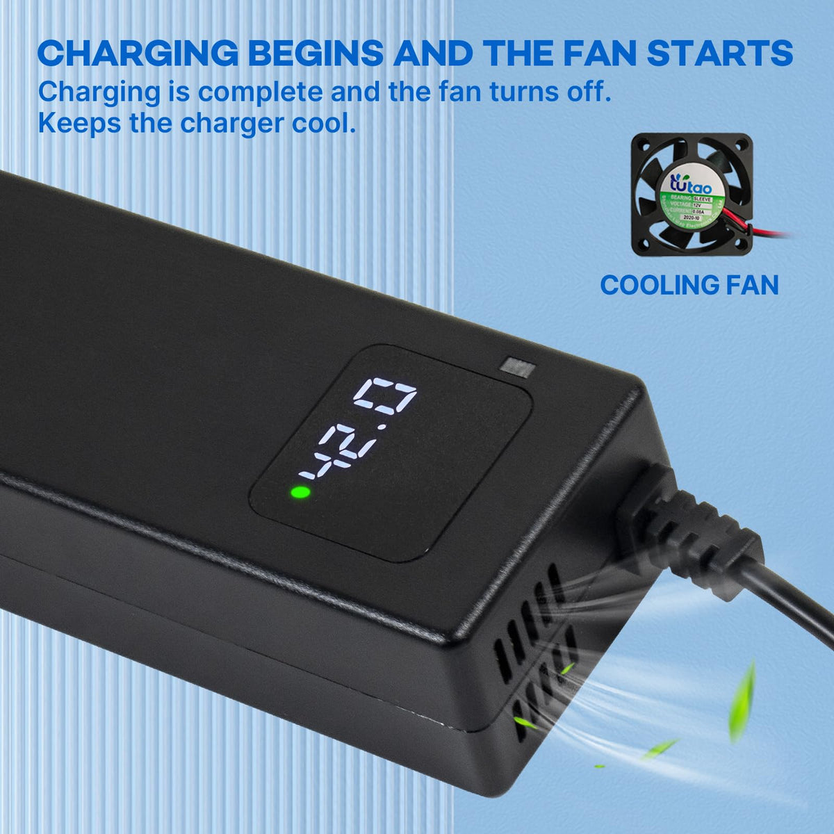 42V 3A Lithium Battery Charger with Display and Built-in Fan Q37357