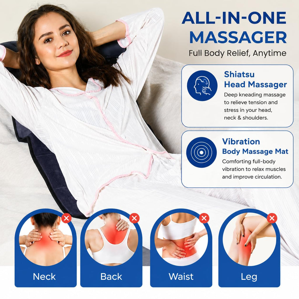 Vibration Massage Mat with Heat and Detachable Neck Massager D71324