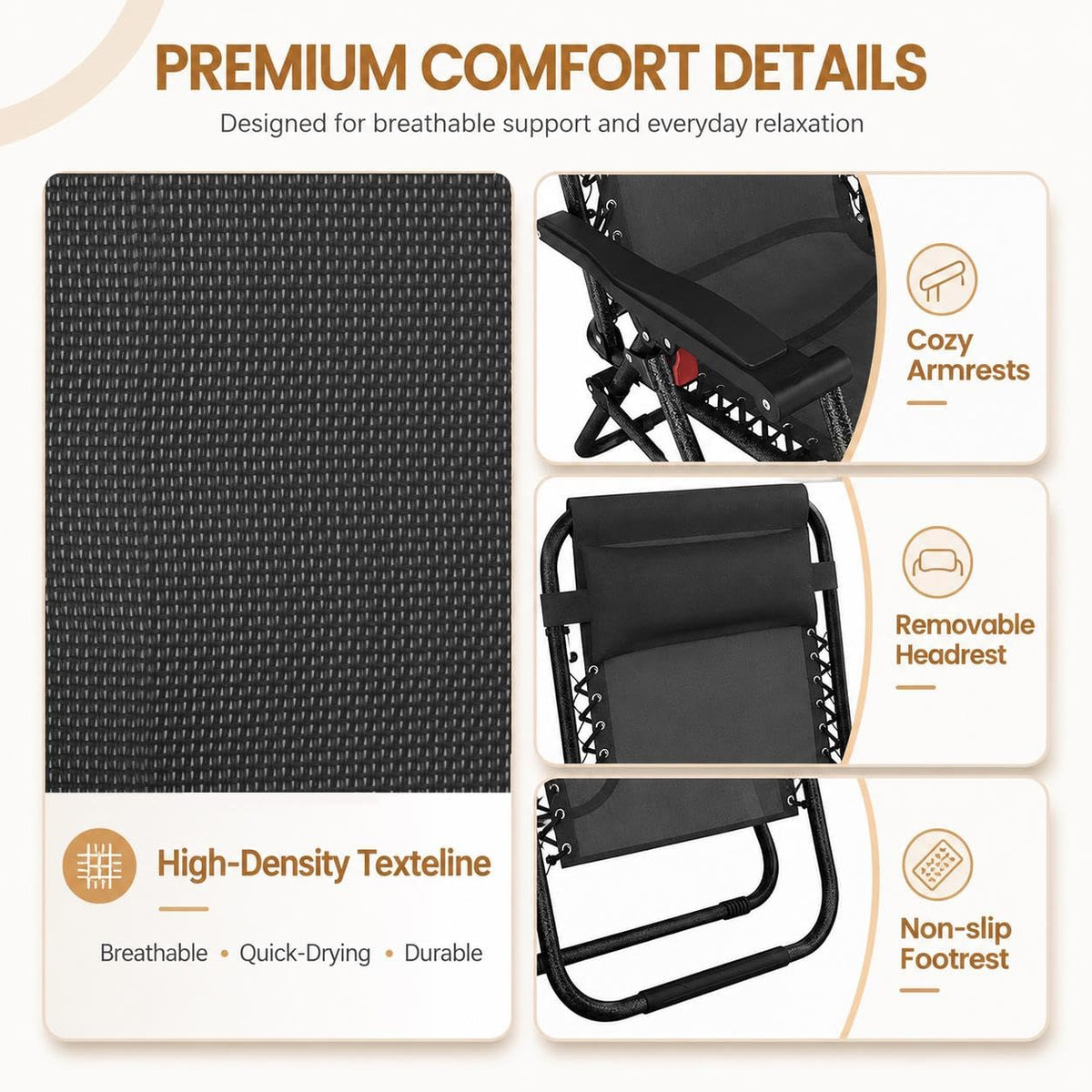 26" Zero Gravity Recliners Set of 2 Dark Black U669071