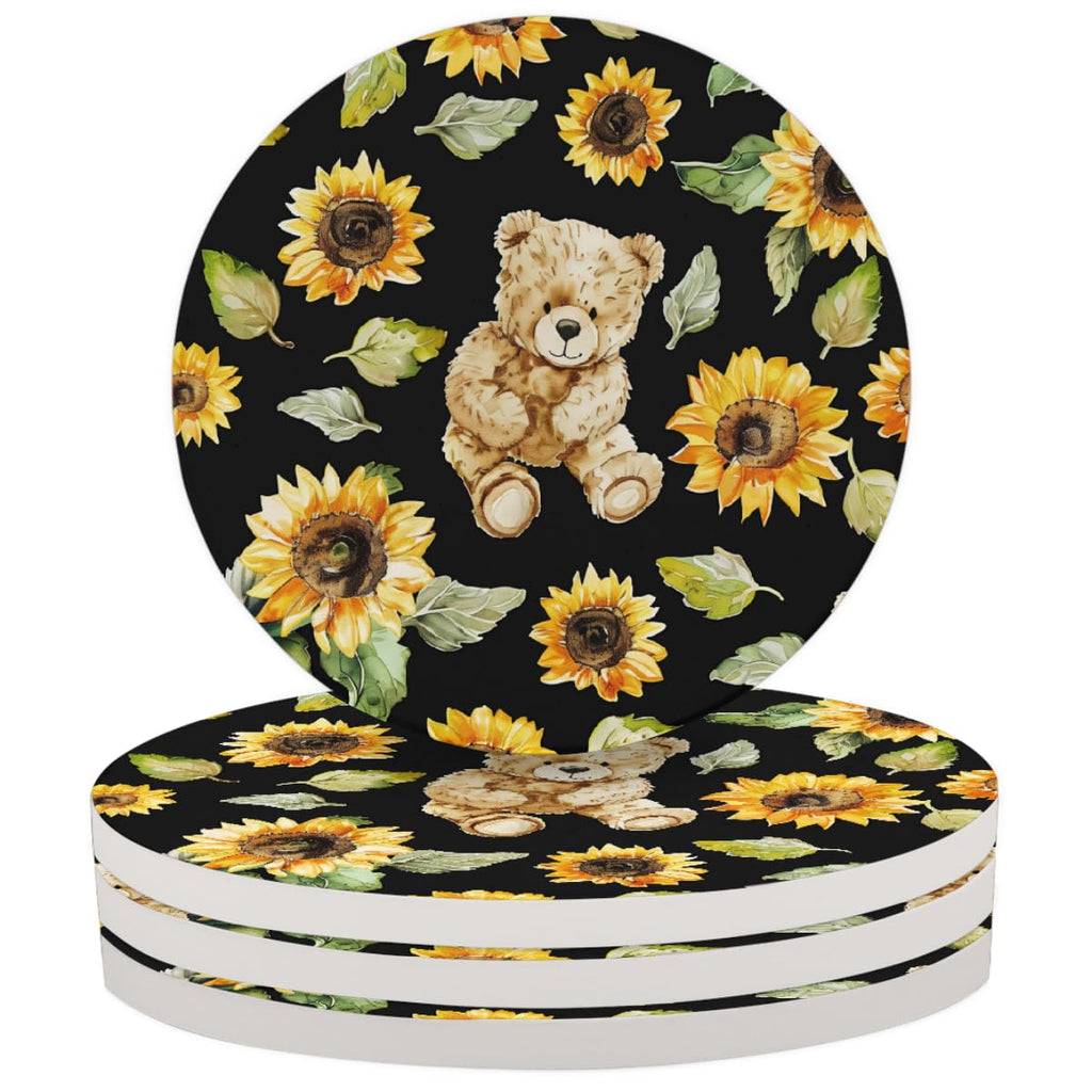 Round Absorbent Ceramic Coasters Set of 4 S504