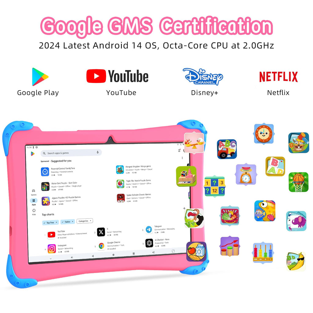10 inch Android 14 Kids Tablet with Case V957