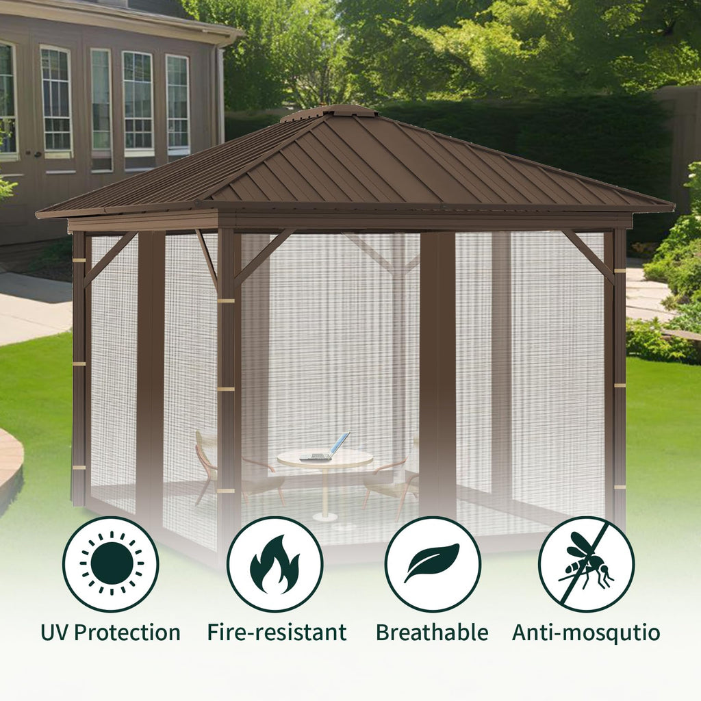 Replacement Gazebo Mosquito Netting 8x8x7 FT Brown O6059