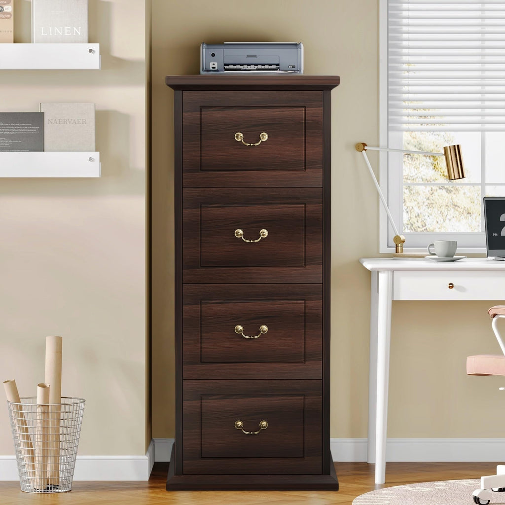 4 Drawer Dark Walnut File Cabinet T8304