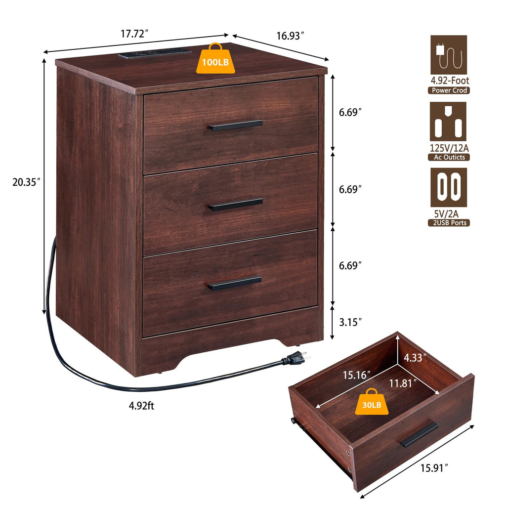 Cherry Wood 3 Drawer Dresser U7663