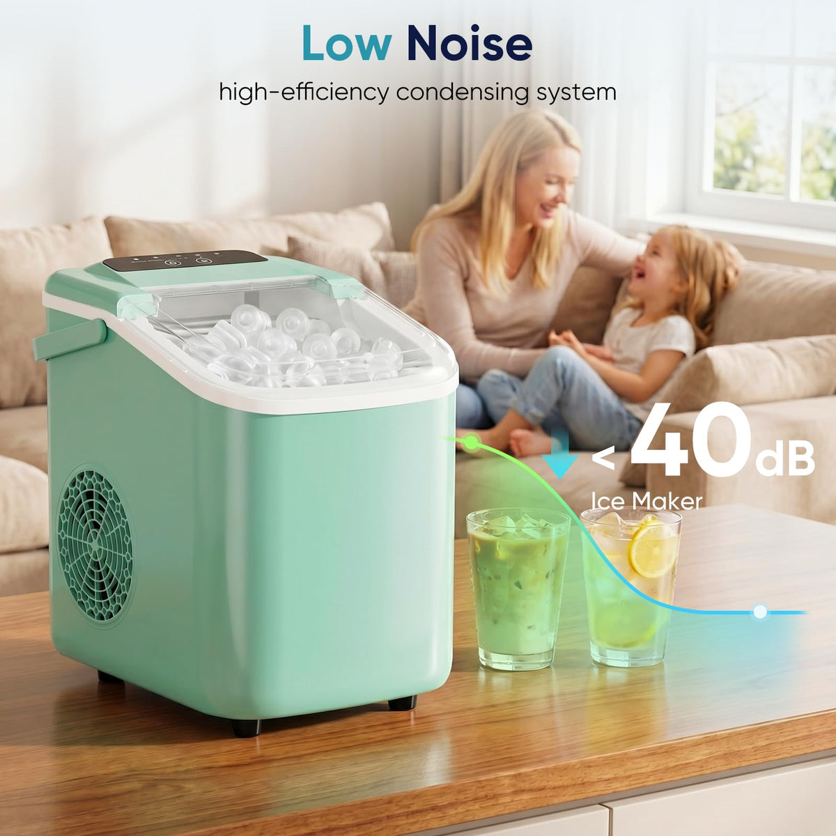 Countertop Ice Maker with Basket and Scoop, 26lbs Daily R7293