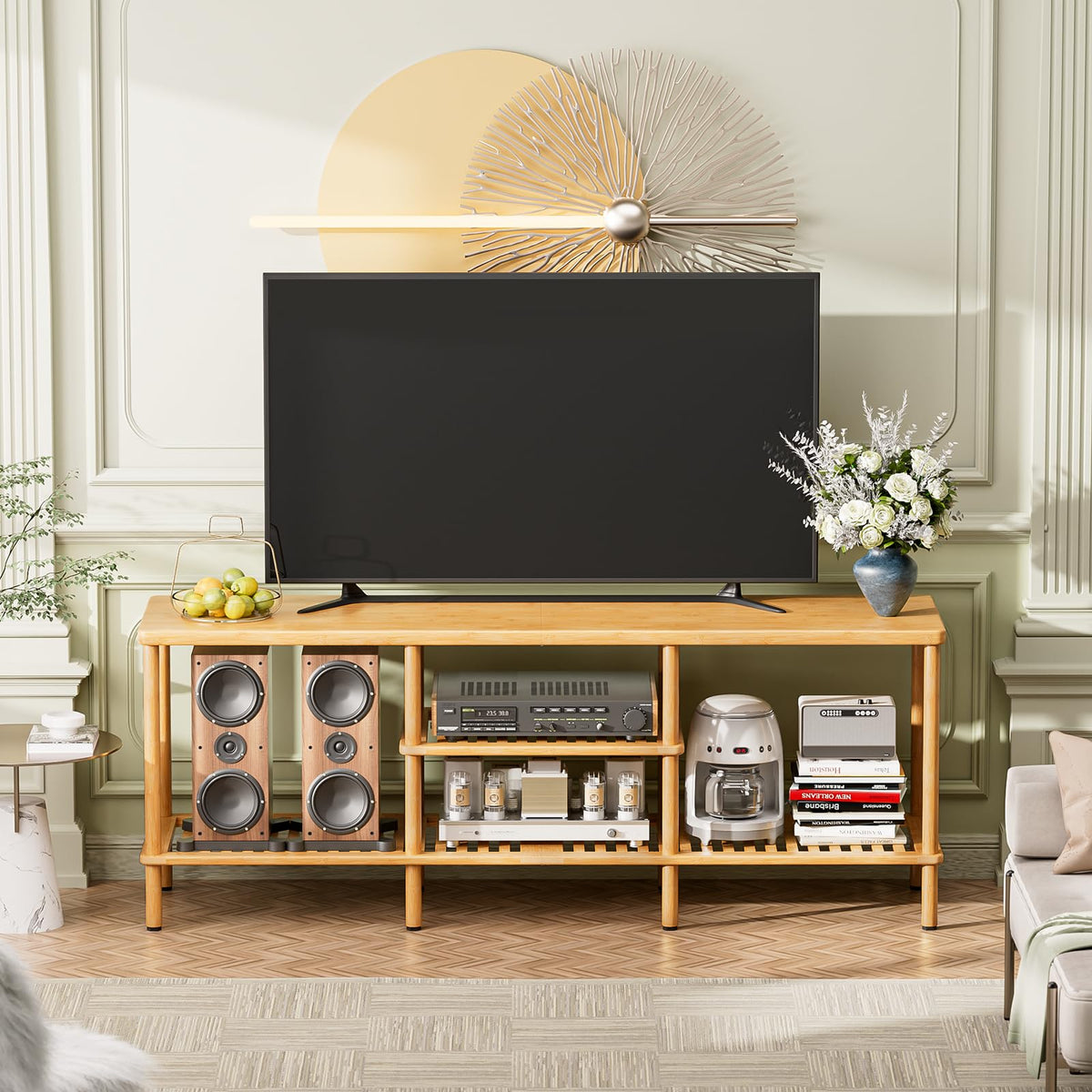Bamboo 3 Tier TV Stand for 60 65 Inch TV J3367
