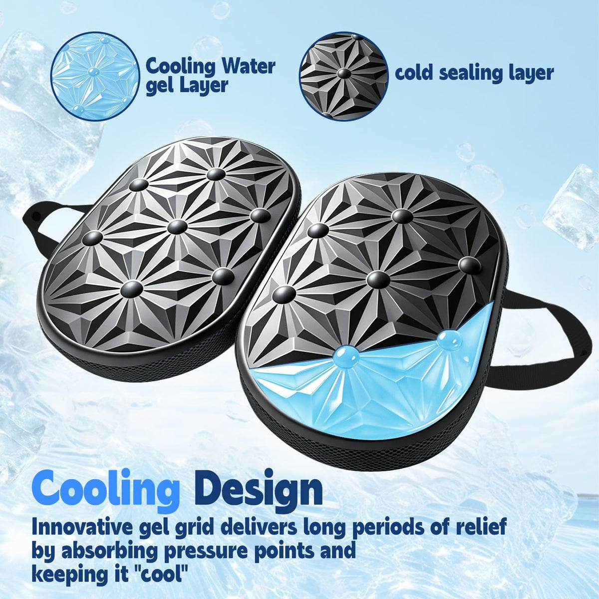 Foldable Cooling Gel Memory Foam Seat Cushion I6918