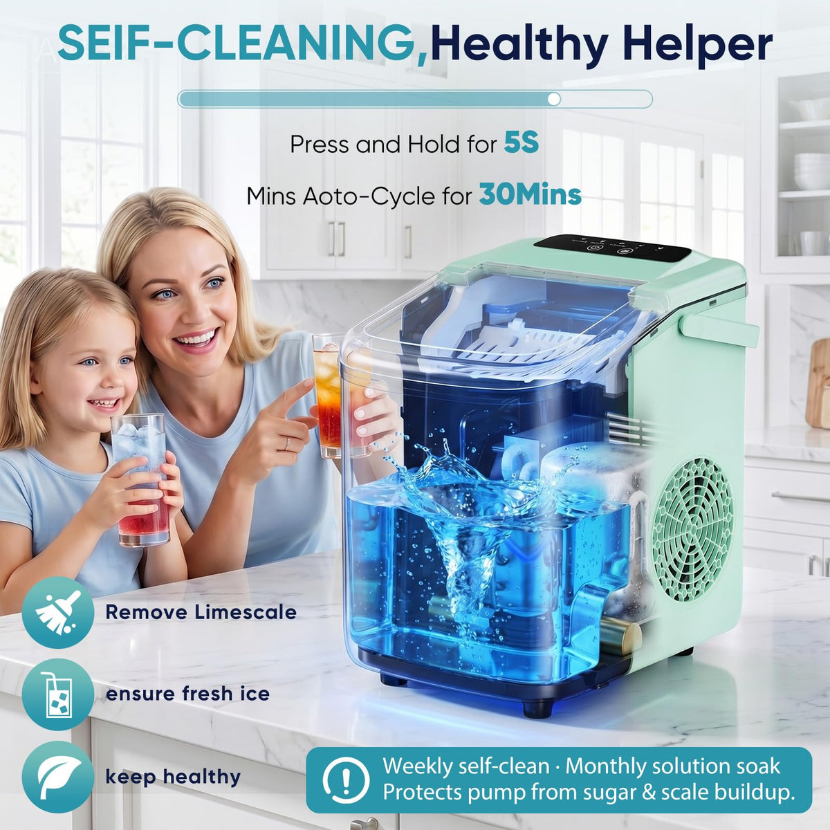 Countertop Ice Maker with Basket and Scoop, 26lbs Daily R7293