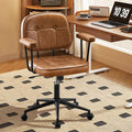 Brown Leather Office Chair with Wheels K2812
