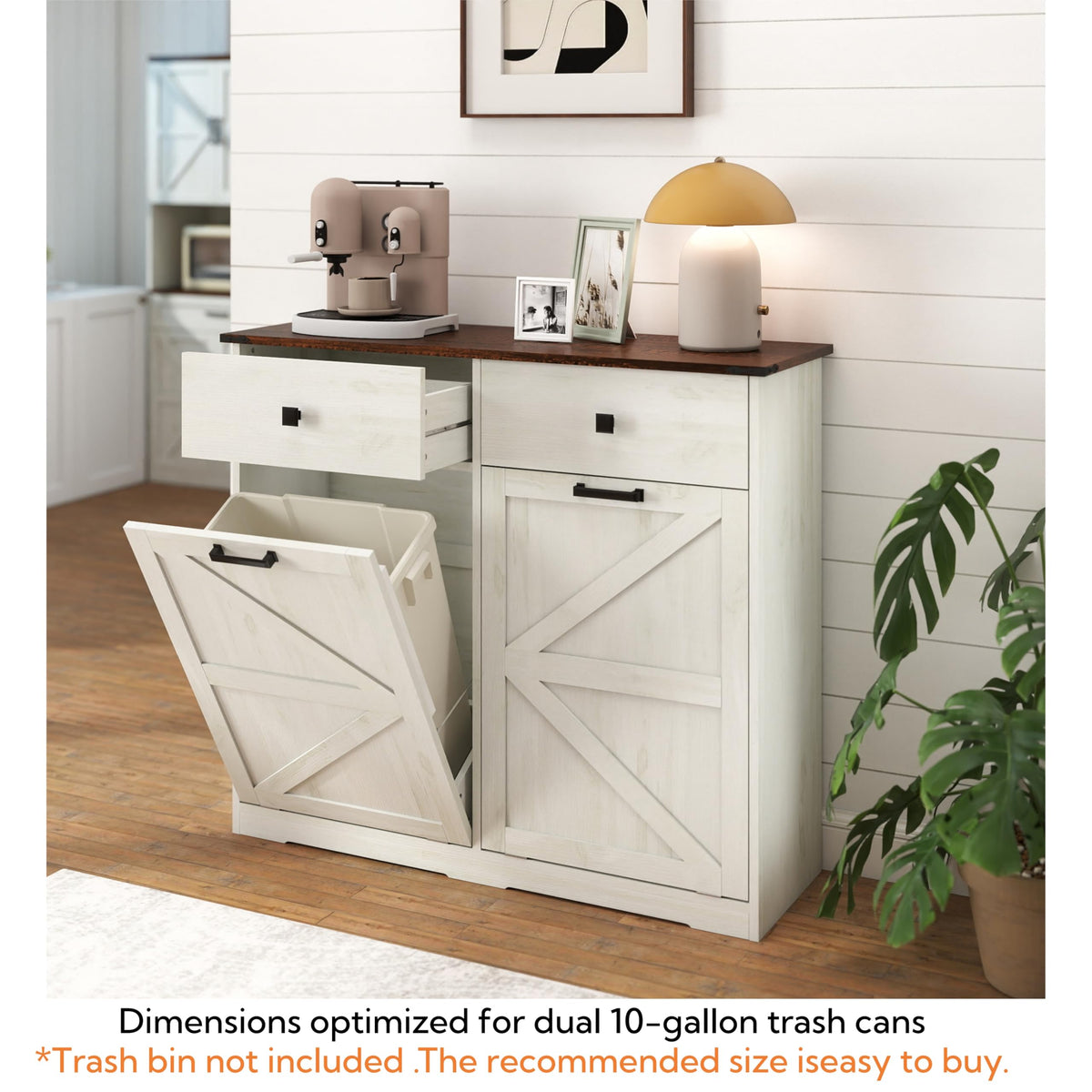 Double Tilt Out Trash Cabinet with Hideaway Drawer J853652
