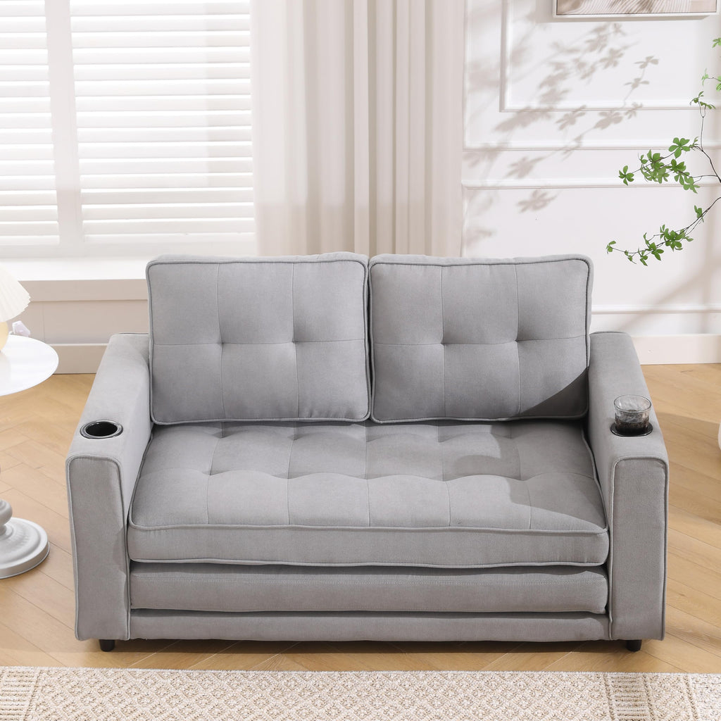Light Gray Convertible Futon Sofa Bed G68385