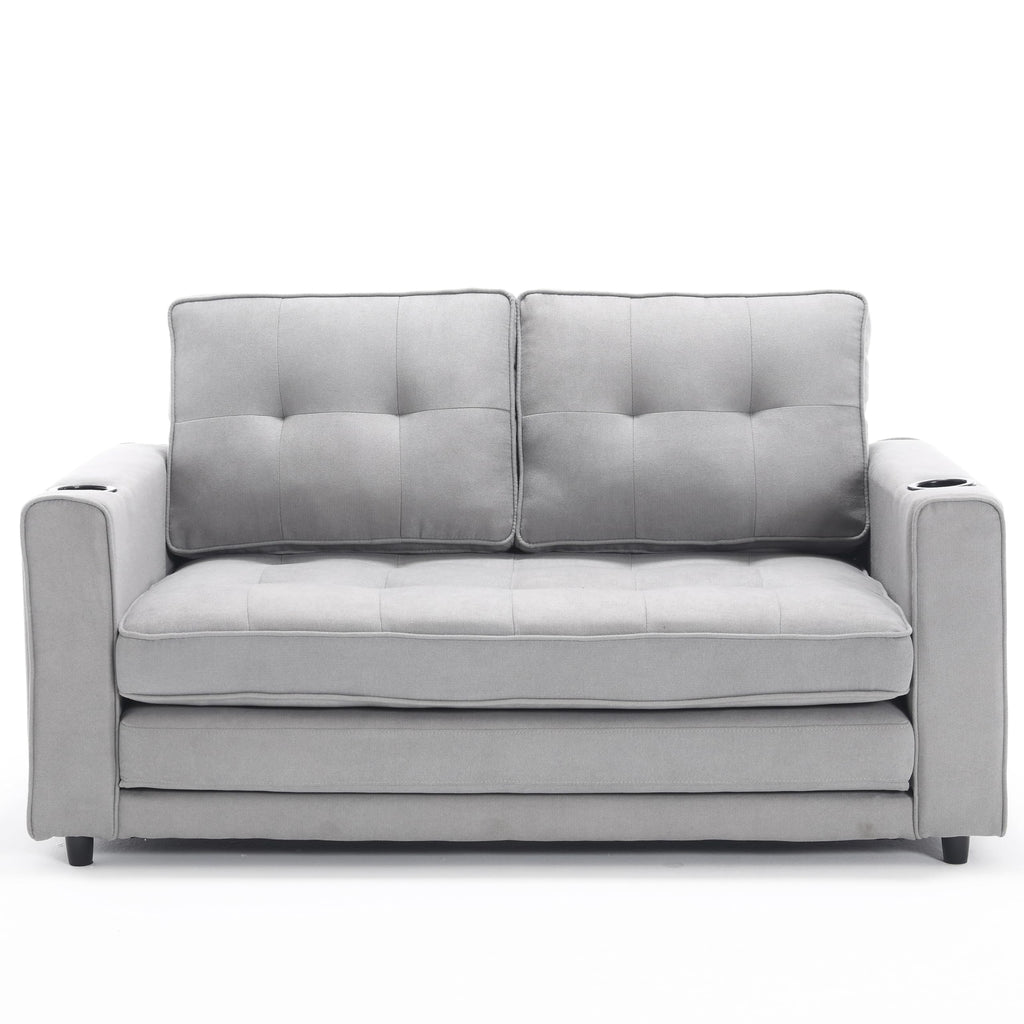 Light Gray Convertible Futon Sofa Bed G68385
