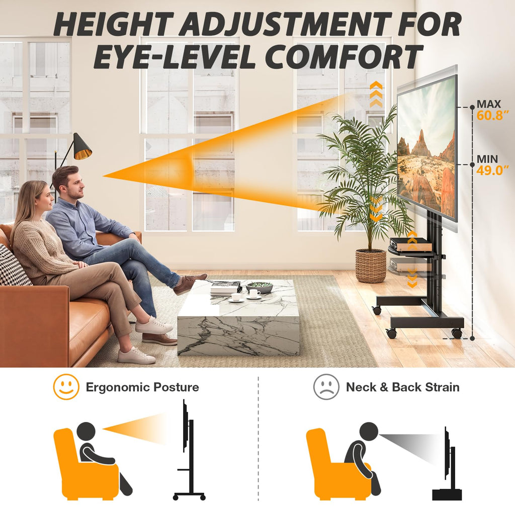 Heavy Duty Rolling TV Stand for 27-80 inch TVs J425
