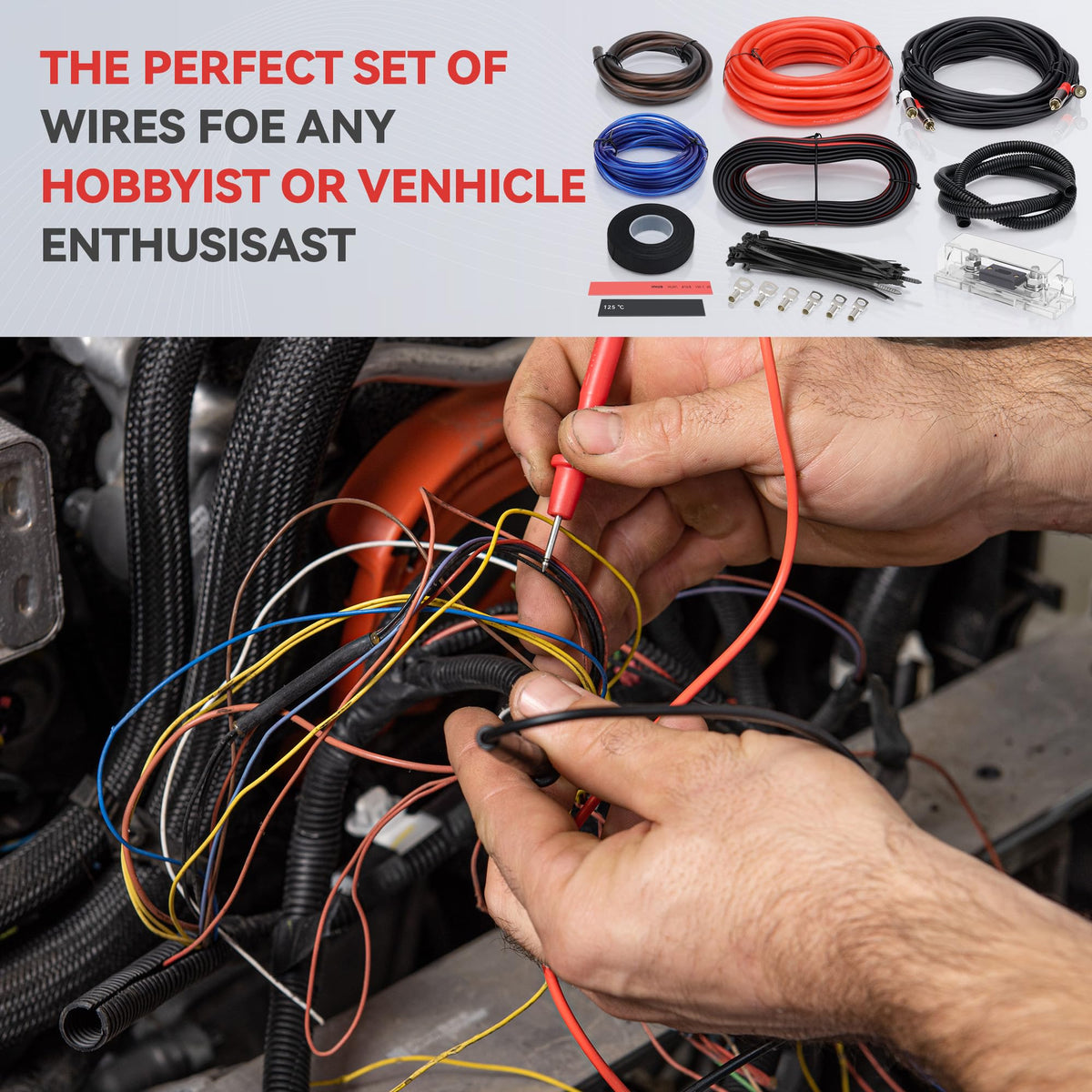 1/0 Gauge Car Amplifier Wiring Kit with RCA Cable A13219