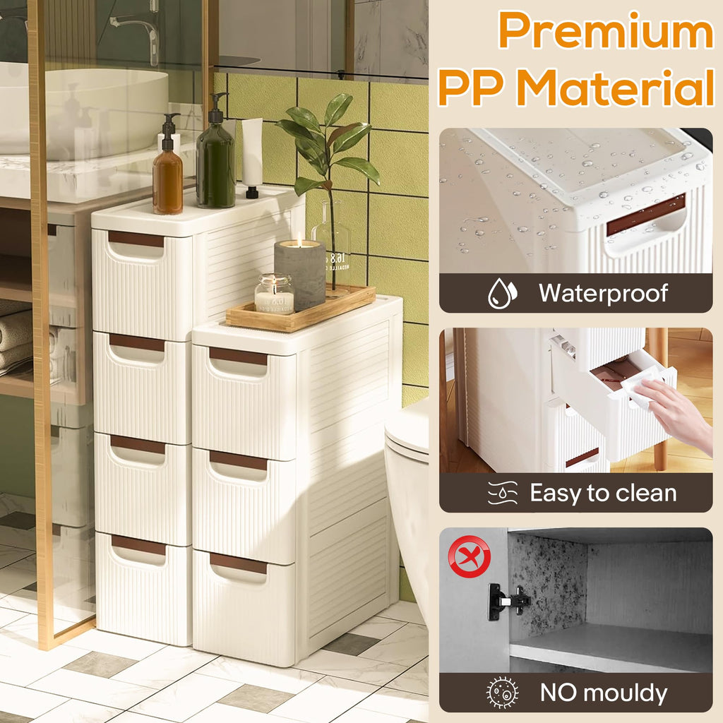 White 3 Drawer Slim Bathroom Cabinet M813706
