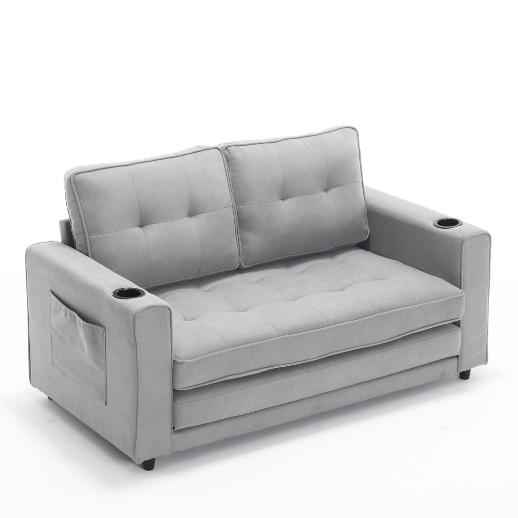 Light Gray Convertible Futon Sofa Bed G68385