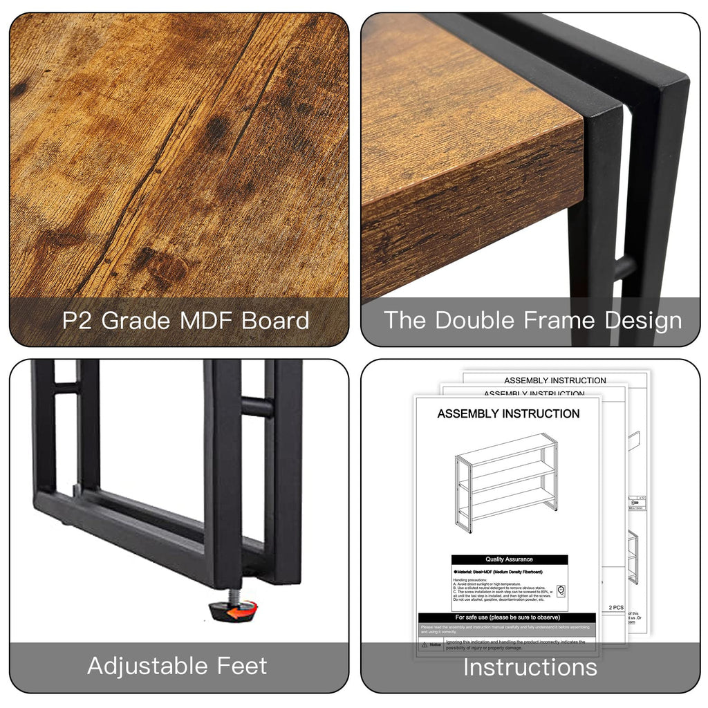 3-Tier Wood and Metal Bookshelf F846