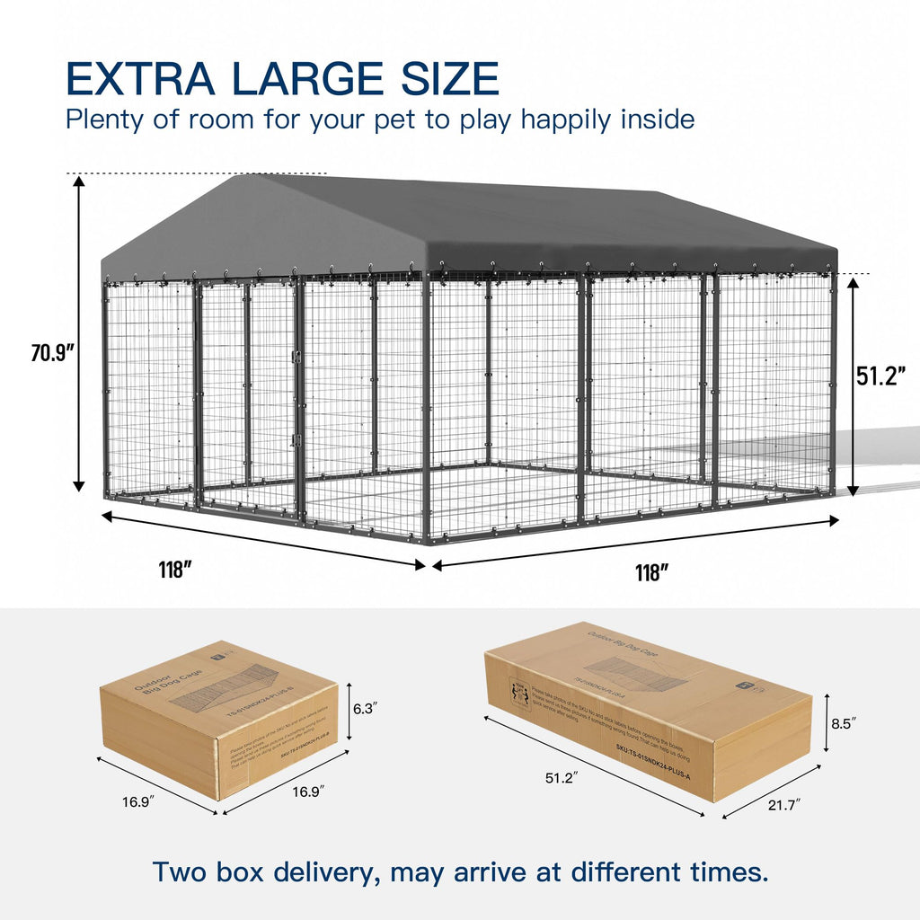 10' x 10' Outdoor Dog Kennel with Roof D748