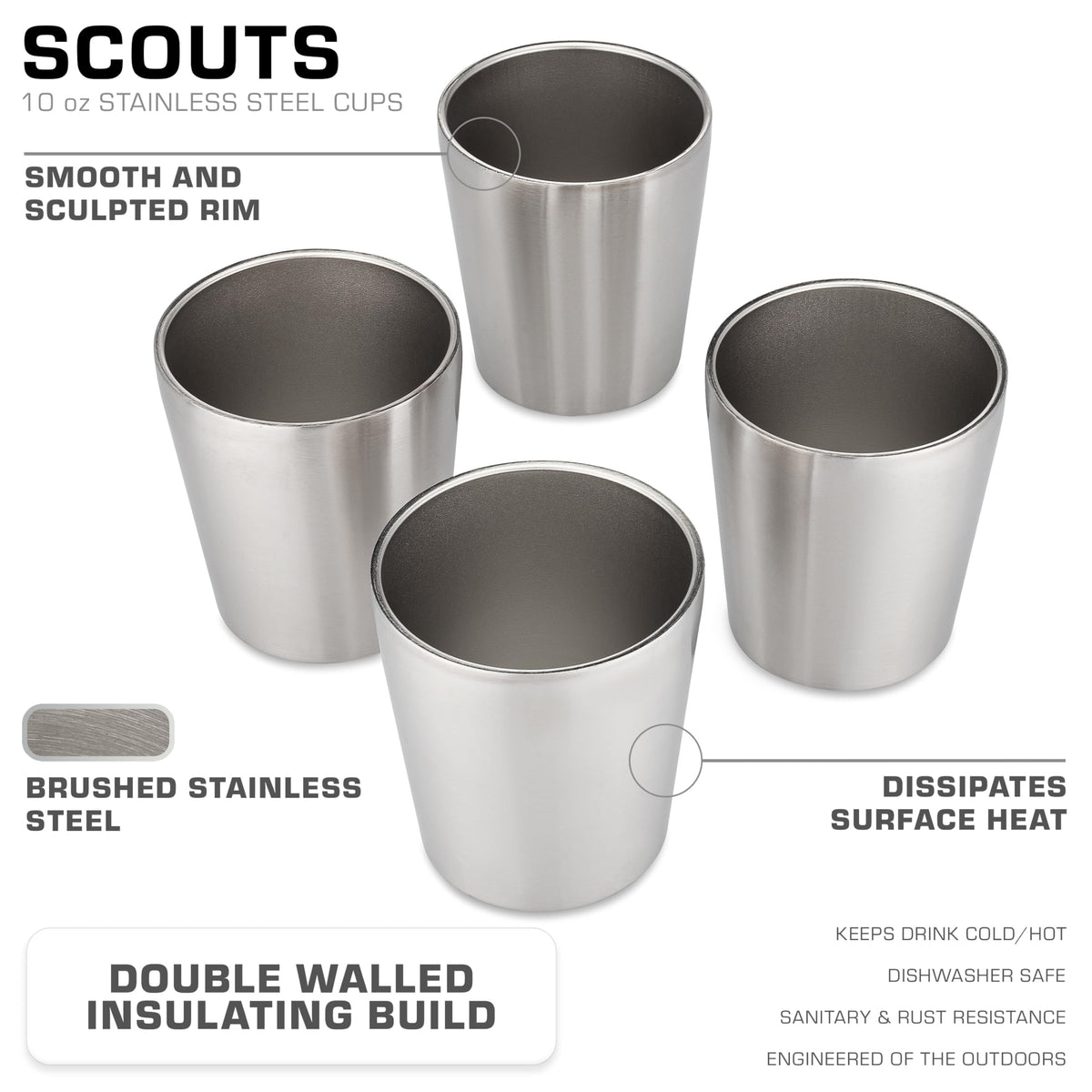 9 Cup Percolator Coffee Pot & 10 oz Double Wall Stainless Steel Cups W6498