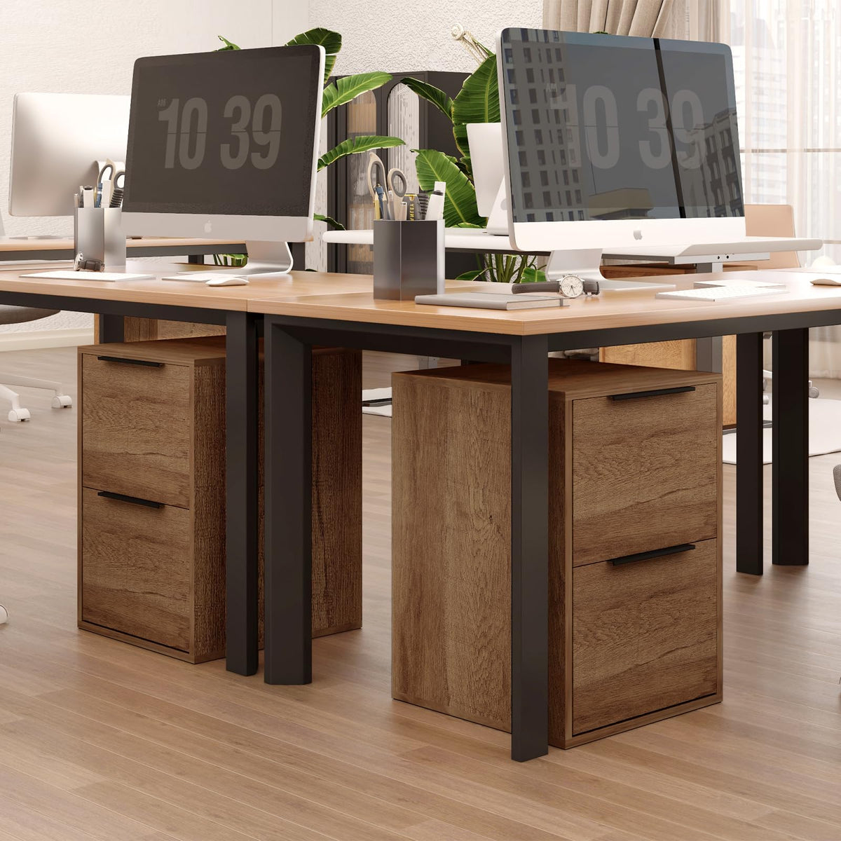 2 Drawer Wood File Cabinet with Hanging Bars L9759
