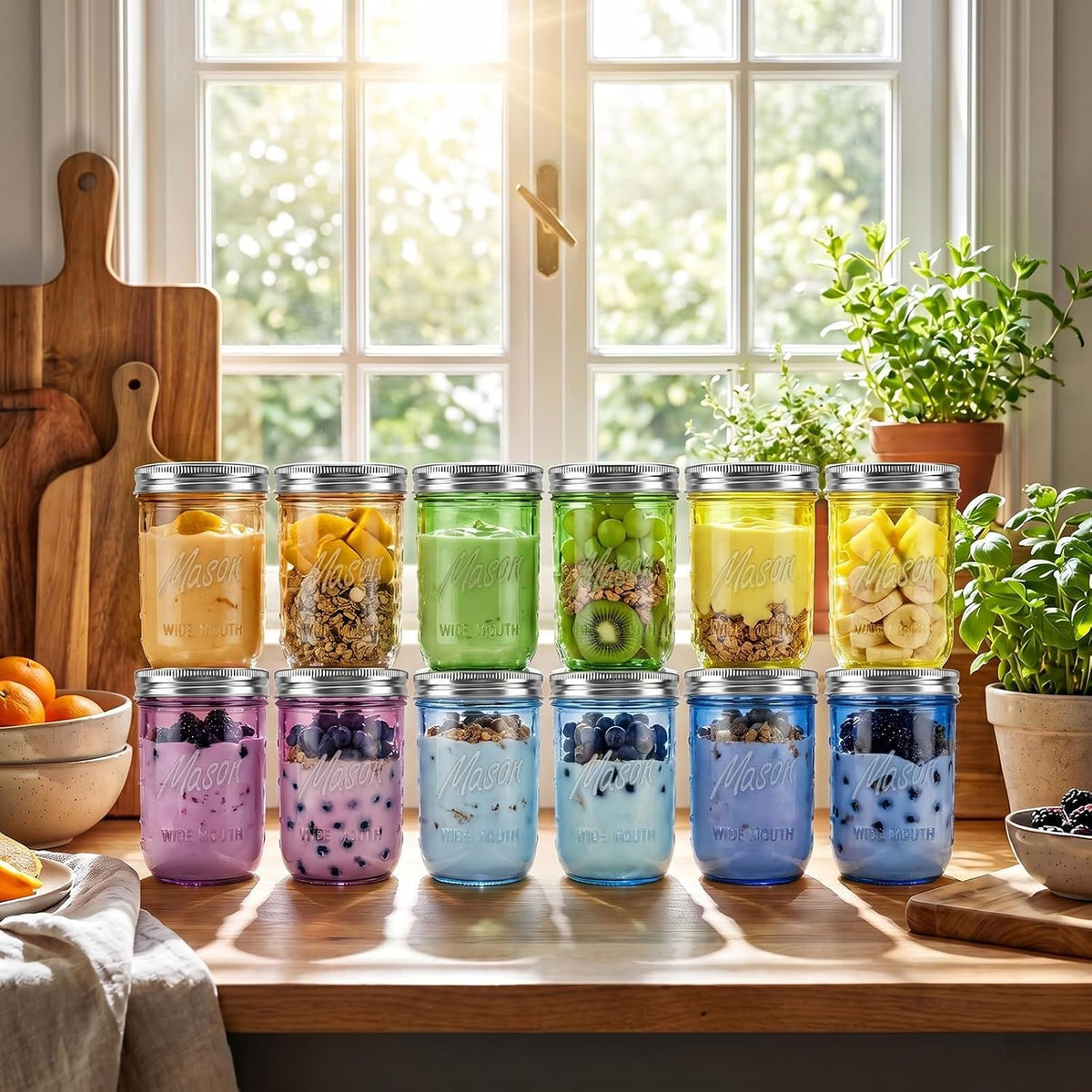 12 Pack 16 oz Wide Mouth Mason Jars with Lids Y642719